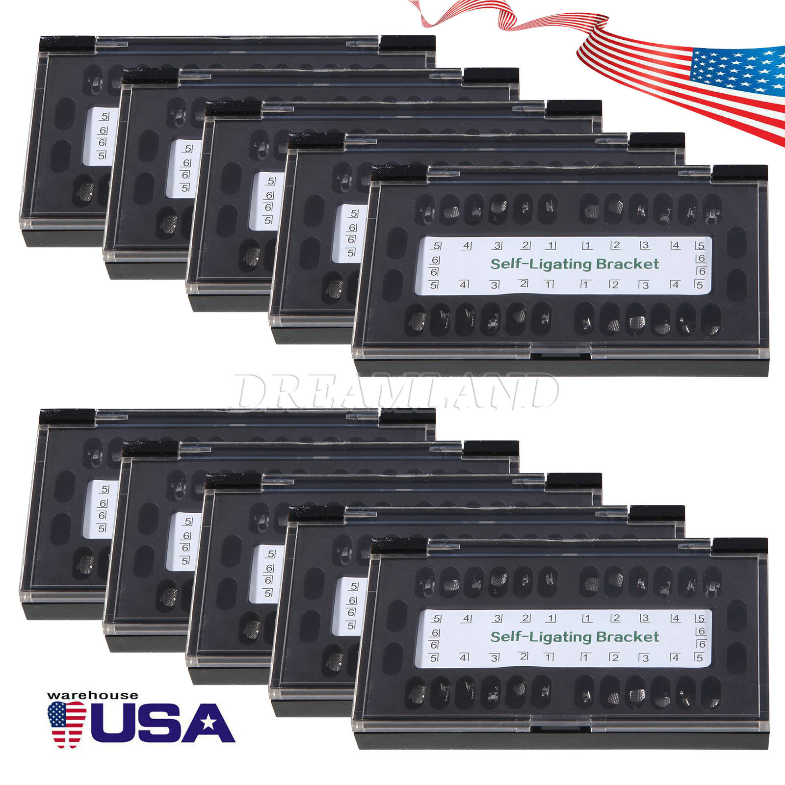 10 Packs Dental Self-Ligating Brackets Orthodontic Roth 0.022 345Hook Bracket