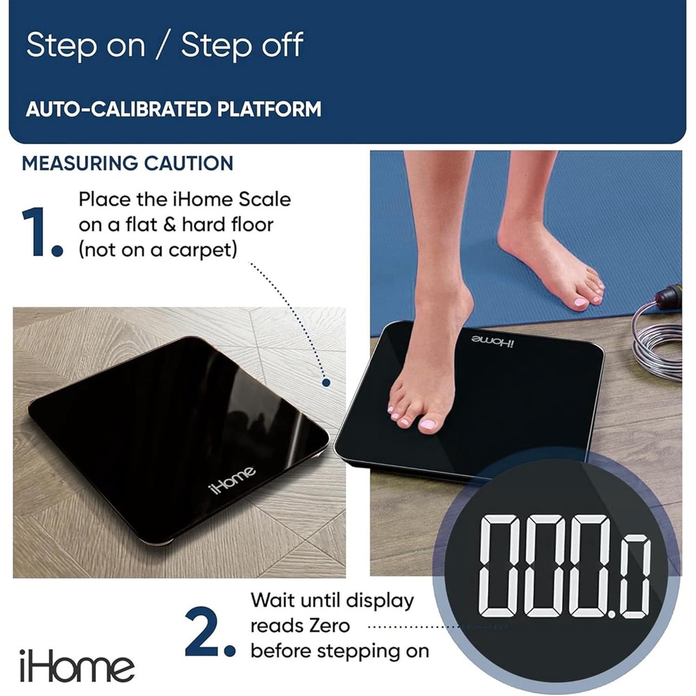 Digital Battery Powered Bathroom Scale 397 lbs, Black