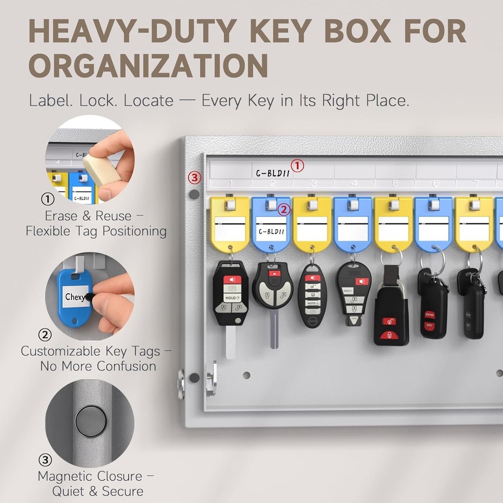 WeHere 16 Key Lock Box Wall Mount, APP 16 keys(smart), Black