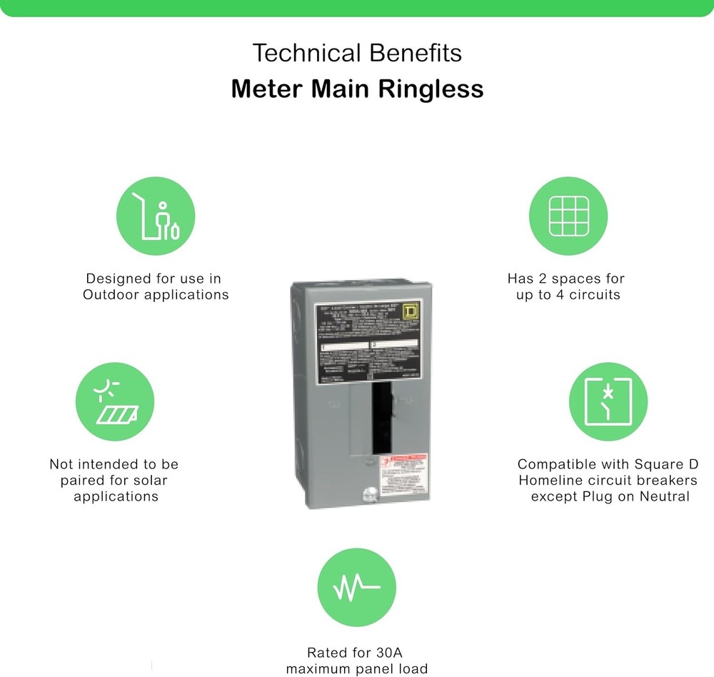 Compact 2-Space 30 Amp Indoor Load Center by Square D - Space-Saving Solution