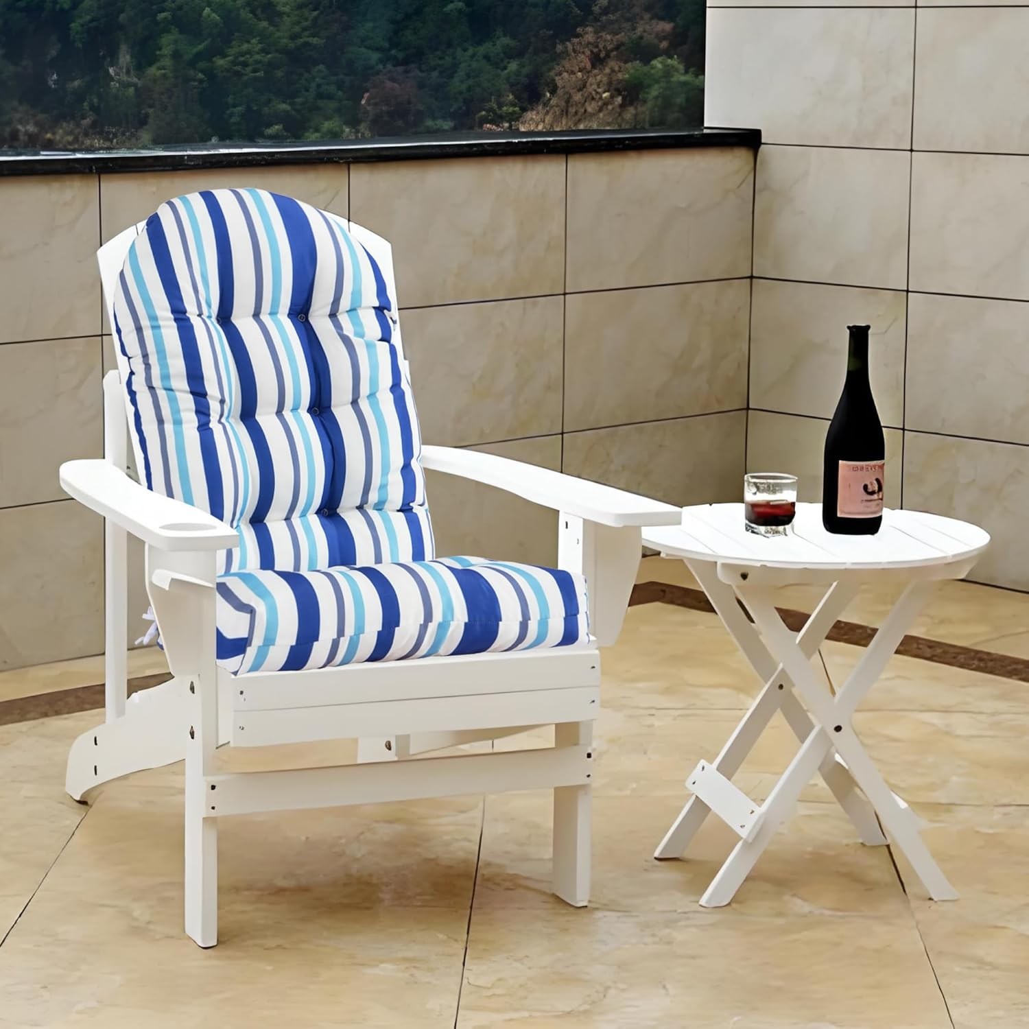 Weather Resistant Adirondack Chair Cushions Set of 2 High Back Rocking Chair