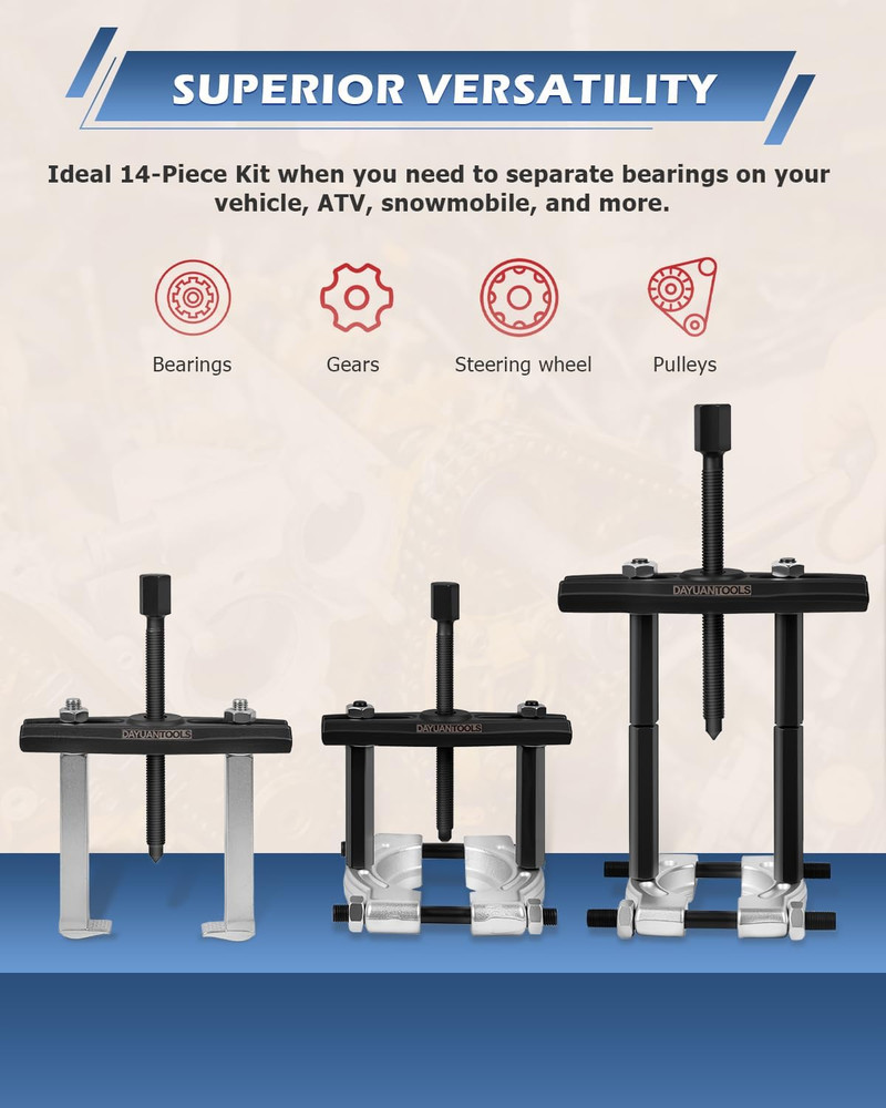 52 in 1 Custom Bushing Driver Set - Bundle with - 14Pcs Bearing Separator Puller