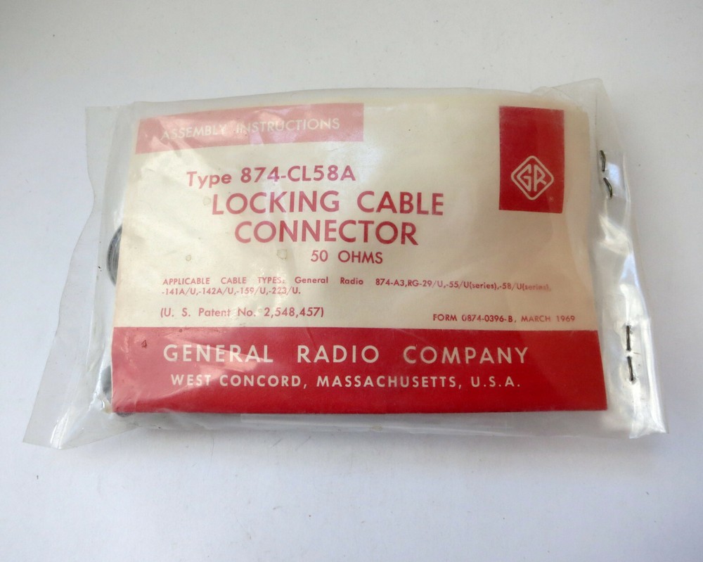 General Radio 874-CL58A, locking cable connector