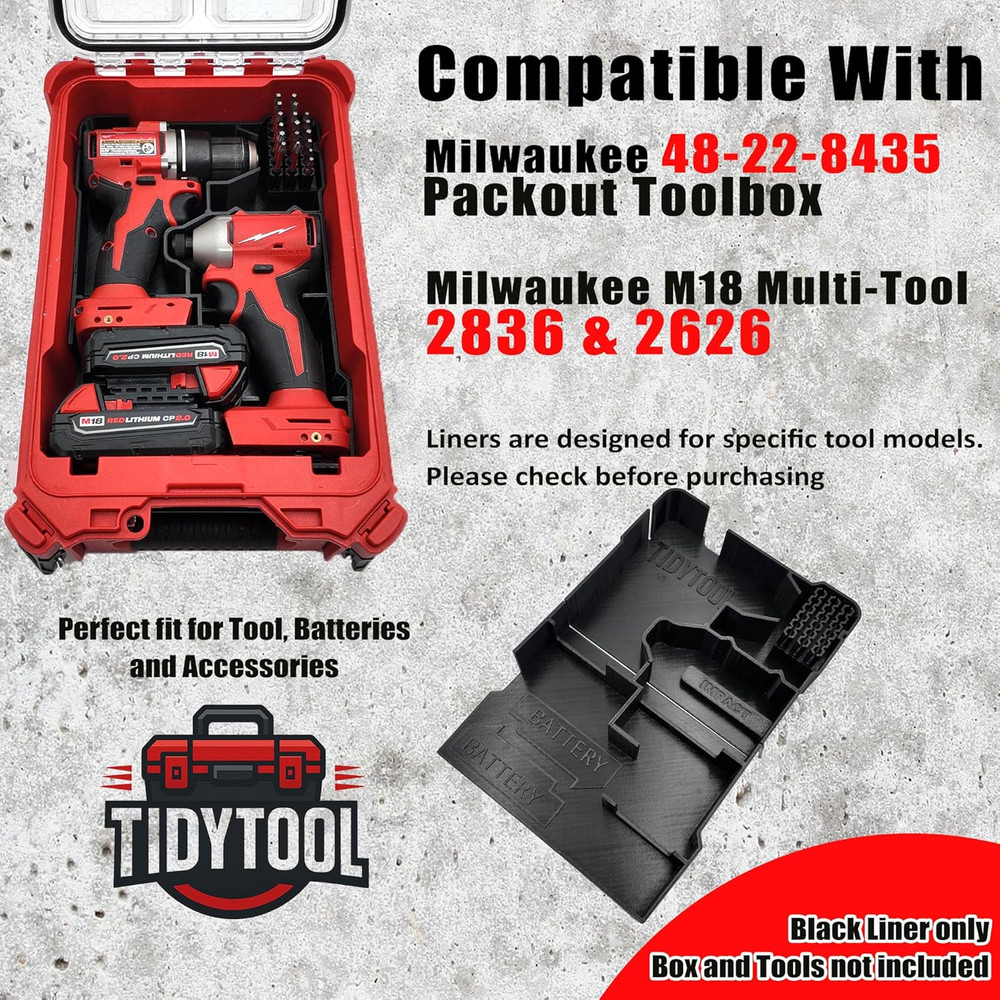 Tidy Tool Drill Driver Organizer Milwaukee M18 Combo Drill/Driver Impact Set