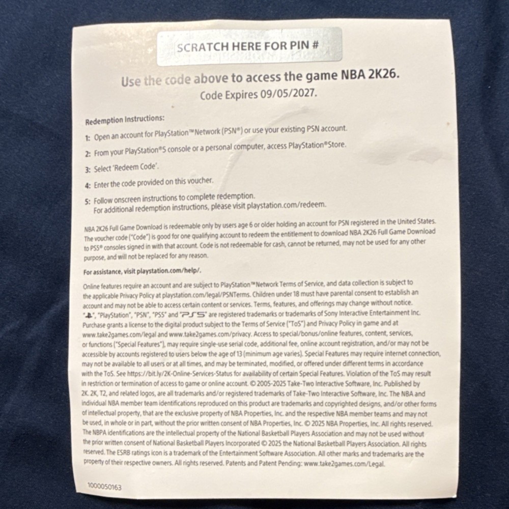 NBA 2K26 Digital code Download for PS5