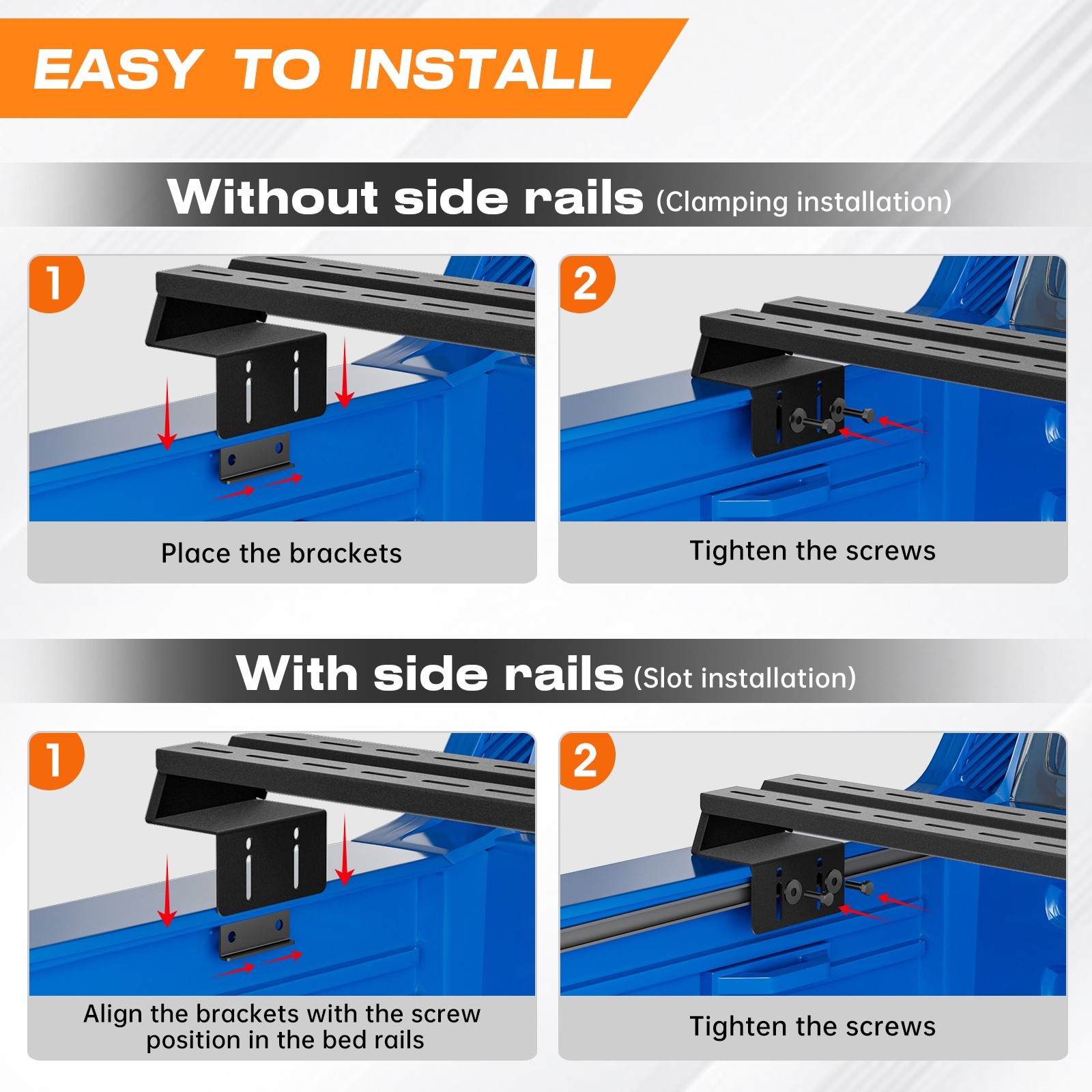 Universal Truck Bed Rack Low Profile Cargo Cross Bar 900lbs Fit Silverado Tacoma