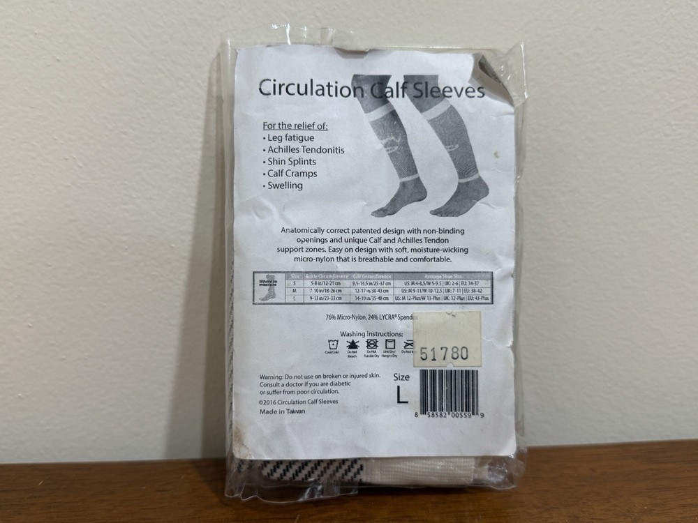 OrthoSleeve CS6 Compression Calf Sleeve (Pair), White, Large