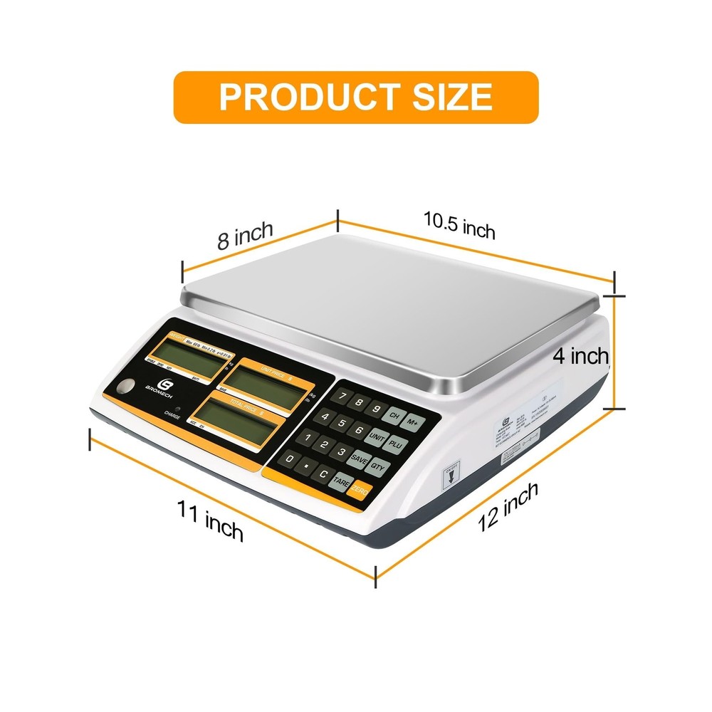 BROMECH NTEP Certified Scale Price Computing, 60lb Capacity, 0.01lb Readabili...