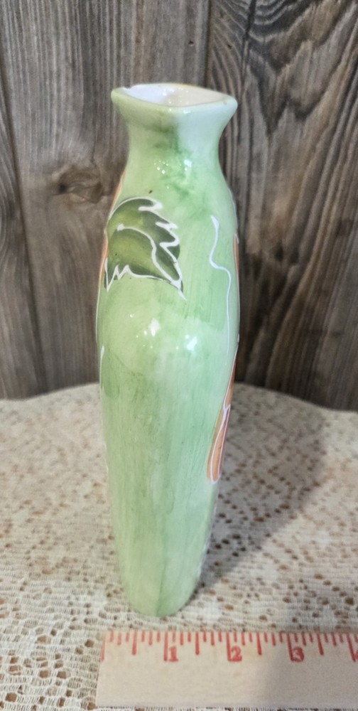 ceramic Thin vase featuring a hand-painted floral design