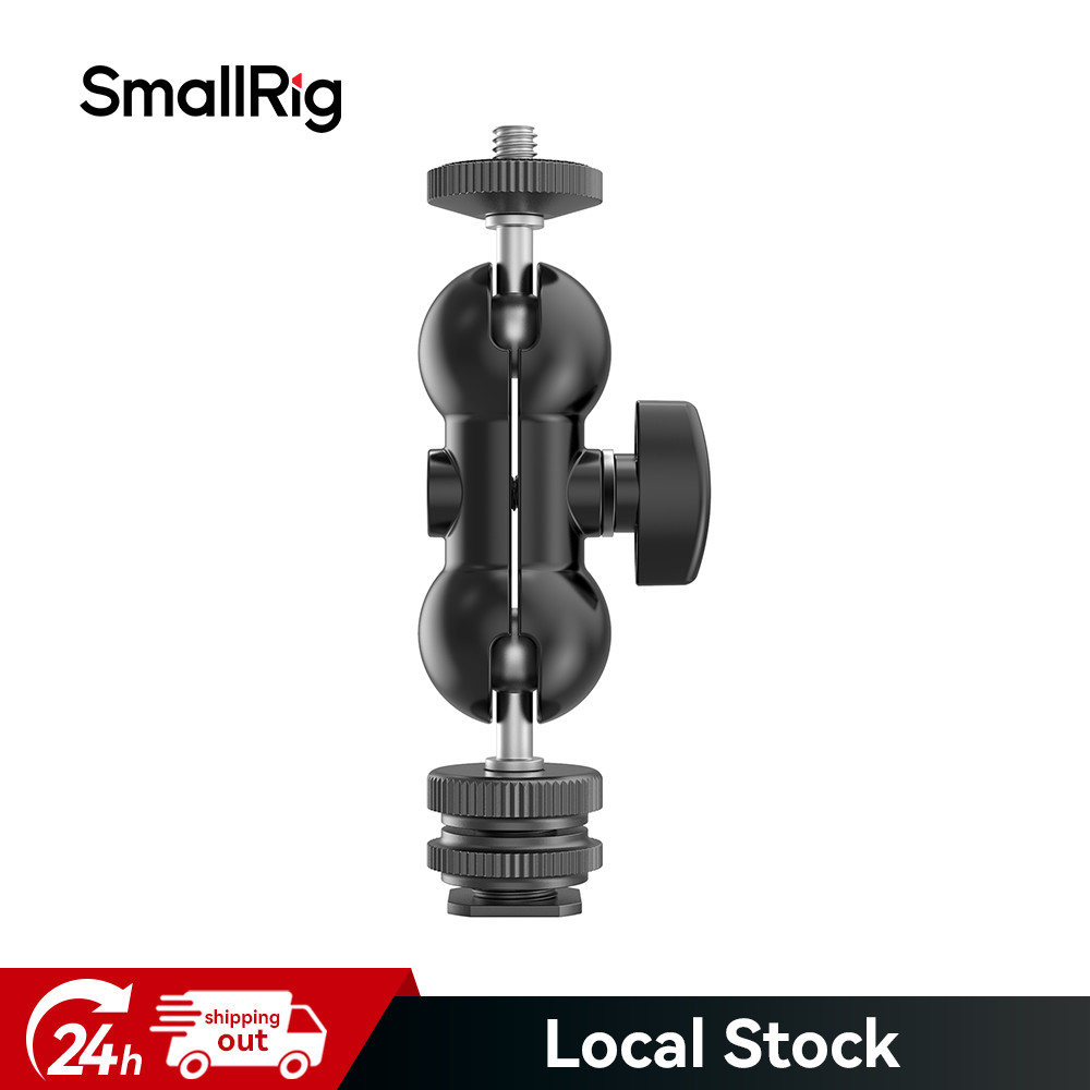 SmallRig Double Ball Head Shoe Mount Adapter Magic Arm 1/4" Screw with Cold Shoe