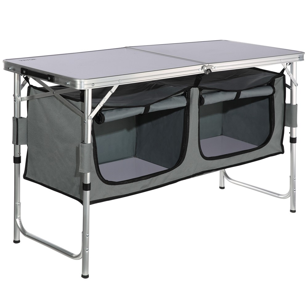 Camping Kitchen Table Folding Portable Cook Station 3 Adjustable Heights