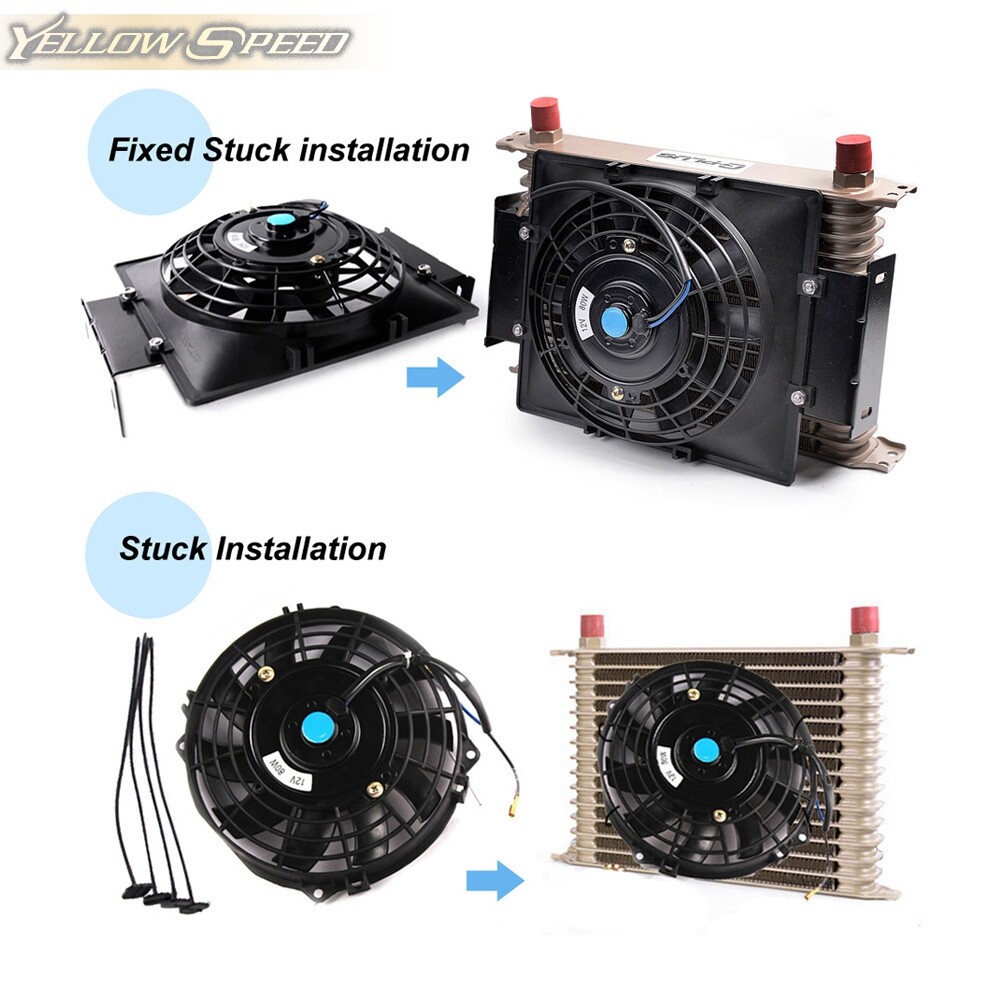 15 ROW 10AN FIT FOR UNIVERSAL TRANSMISSION OIL COOLER+7" FIXED COOLING FAN KIT