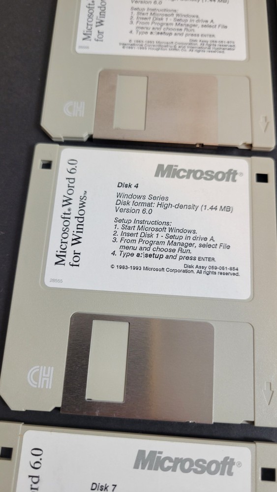 Microsoft Word 6.0 Full Windows Set 9-Disk Floppy Vintage