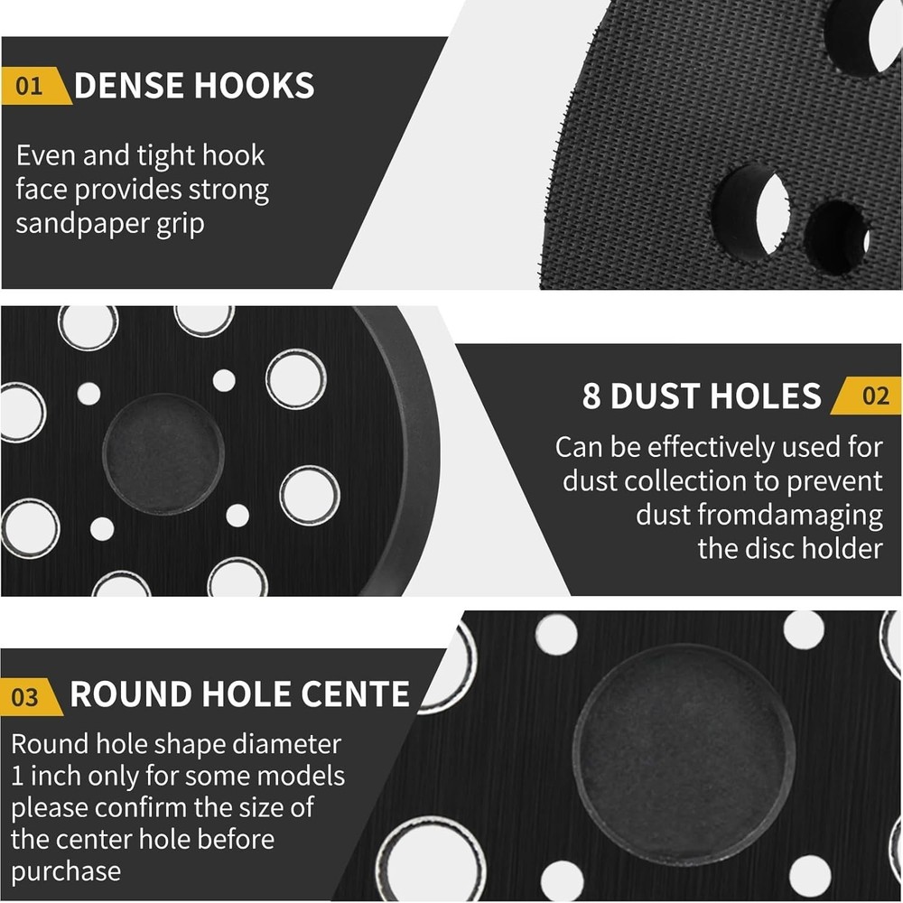 4-Pack 5-Inch Hook & Loop Sander Pads for Ryobi & More