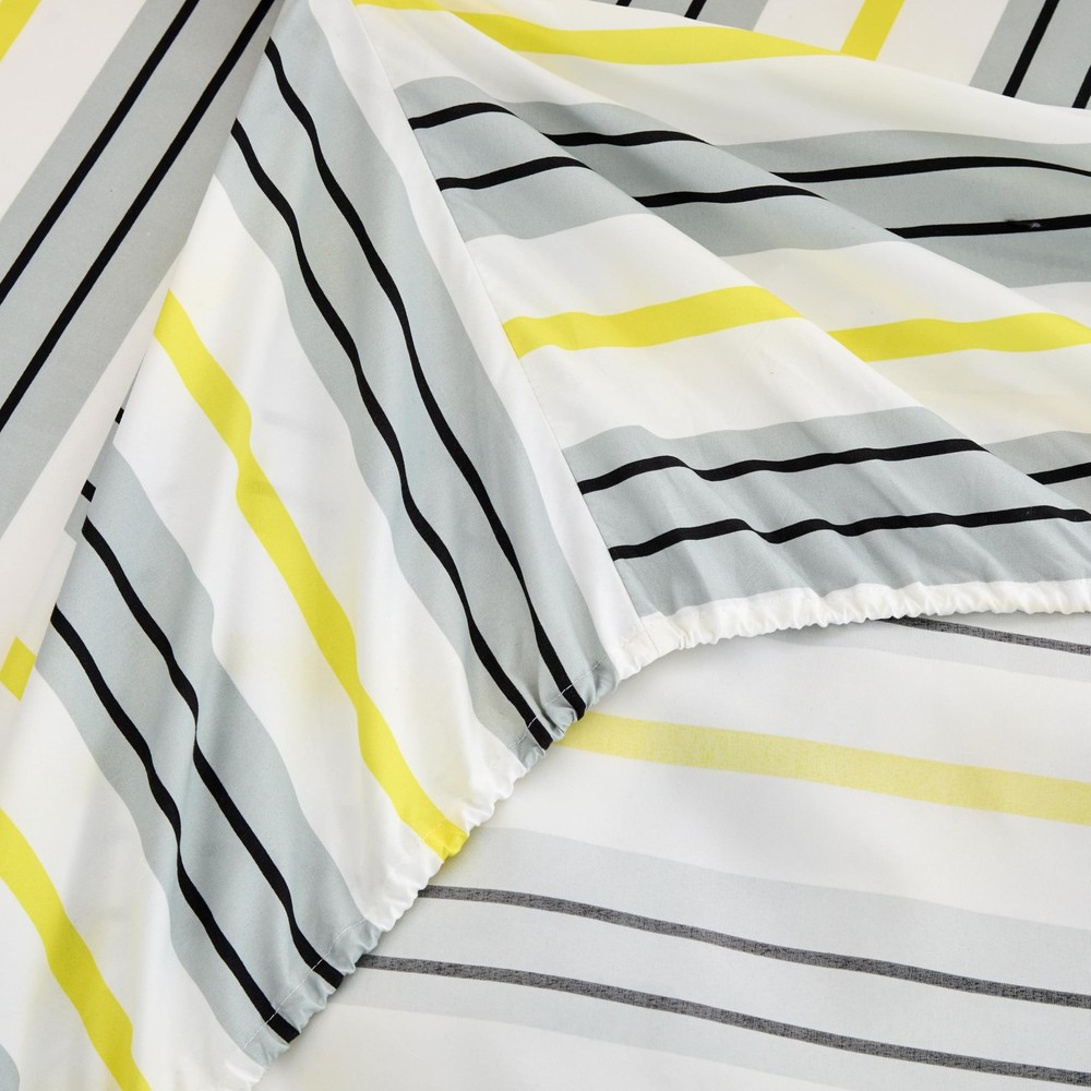 Queen Size Bed Sheets Set Deep Pockets - 6PC Striped Ultra Soft Microfiber Be...