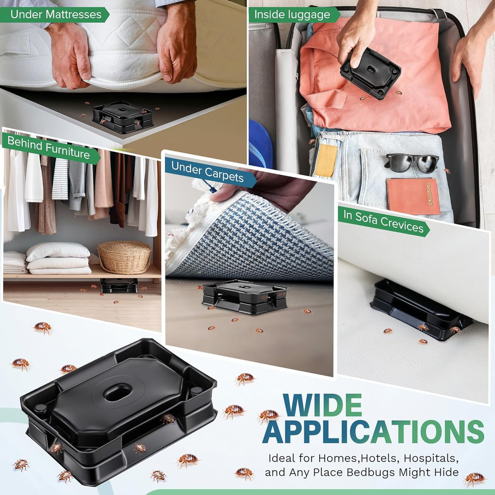6 Set Bed Bug Detector & Trap, Bedbug Traps with Strong Glue, Bedbug Intercep...