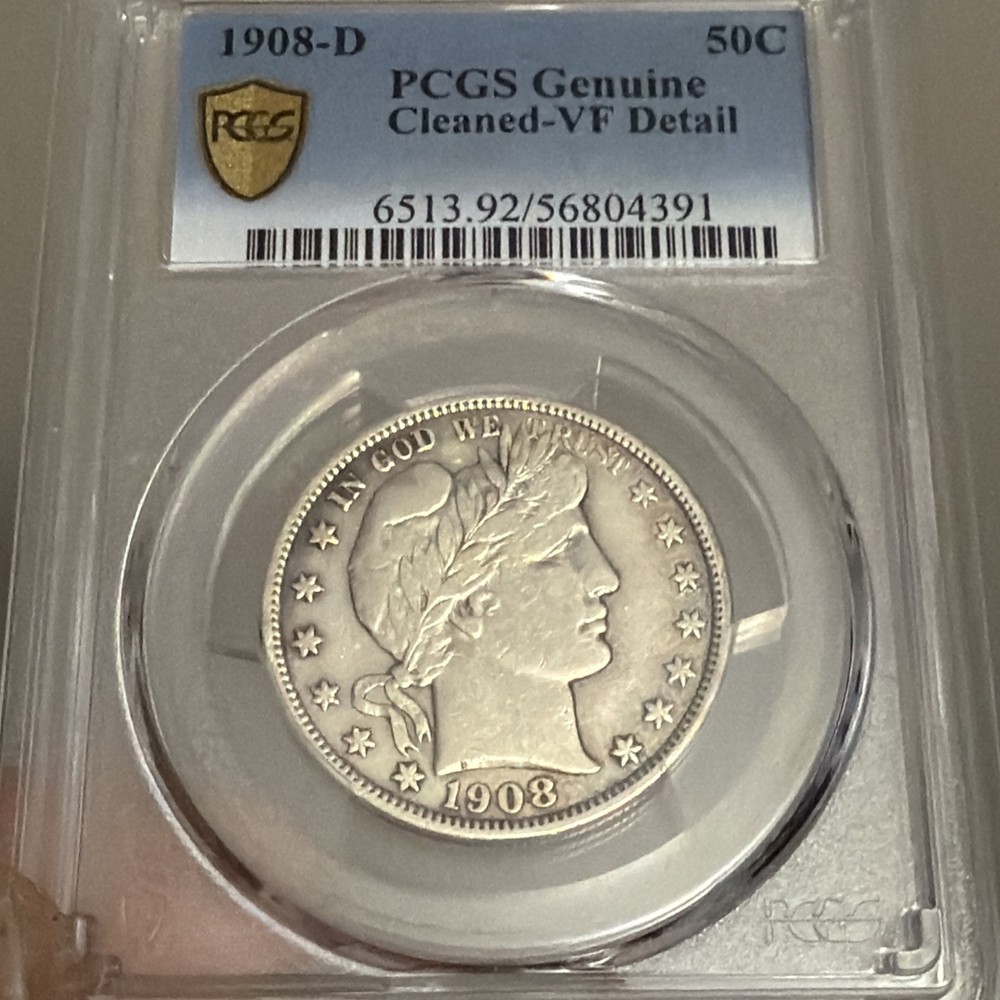 1908-D BARBER HALF DOLLAR - PCGS - VF DETAILS