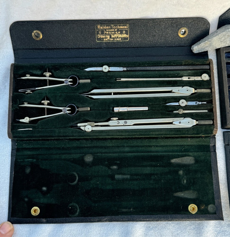 Vintage Cased Technical Drawing Instrument Sets Including Halden Make