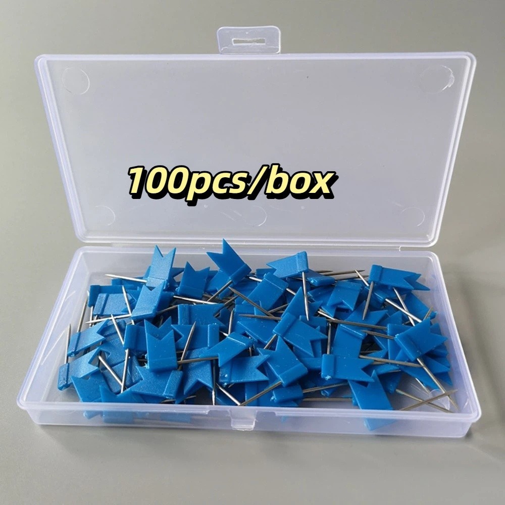 100pcs/box Easy Insert Map Pins Reliable Material Drawing Tacks Home Use