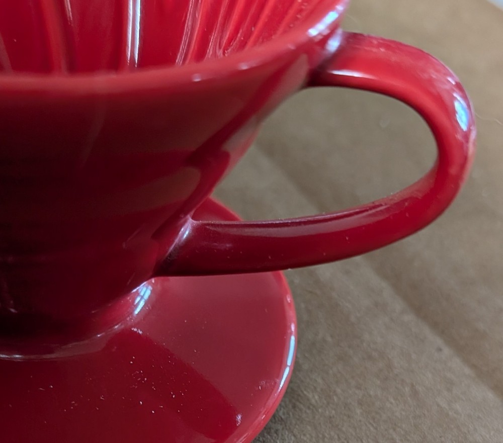 Pour Over Single Cup Coffee Dripper Red Ceramic. MF