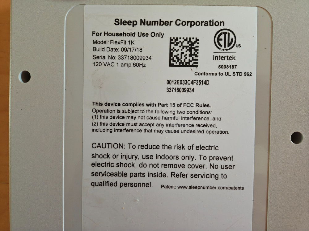 Sleep Number FlexFit 1K Control Unit Box
