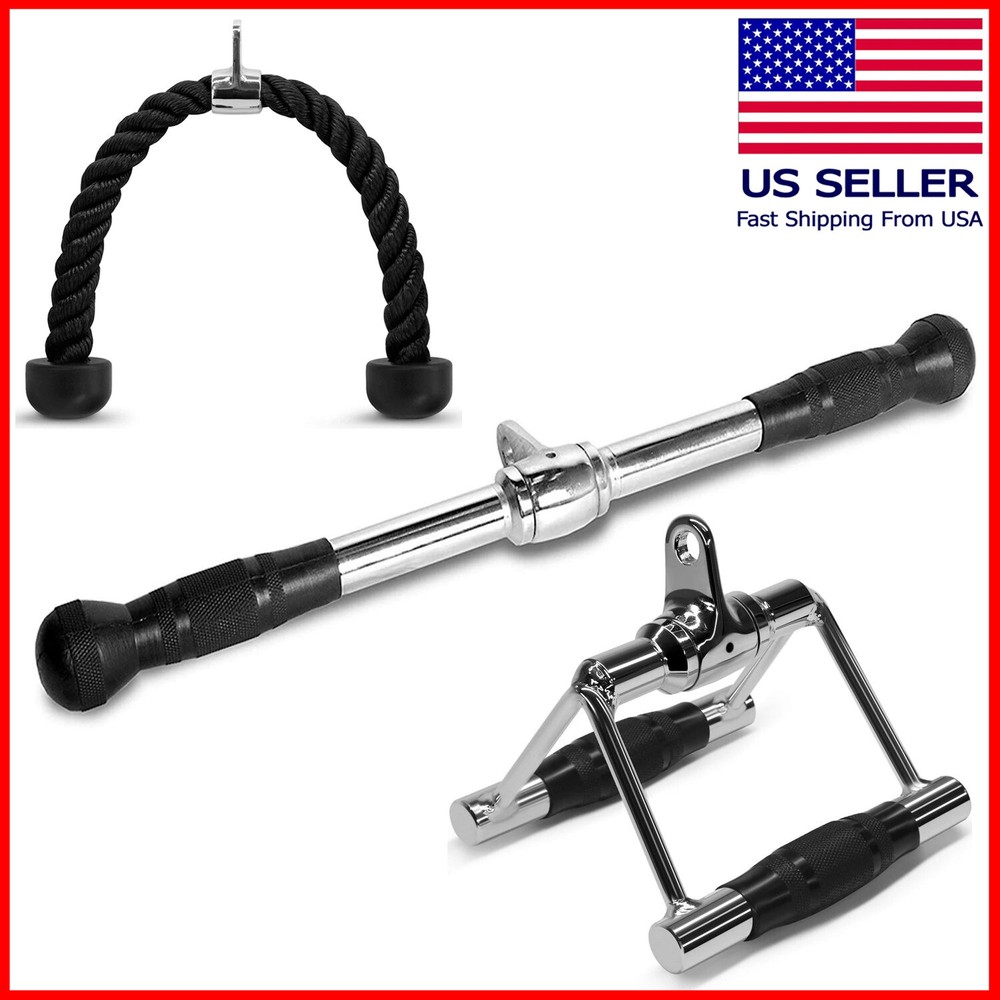 Double Grip Tricep Rope Pull Down Cable Weight Double D Rotating Attachments Pro