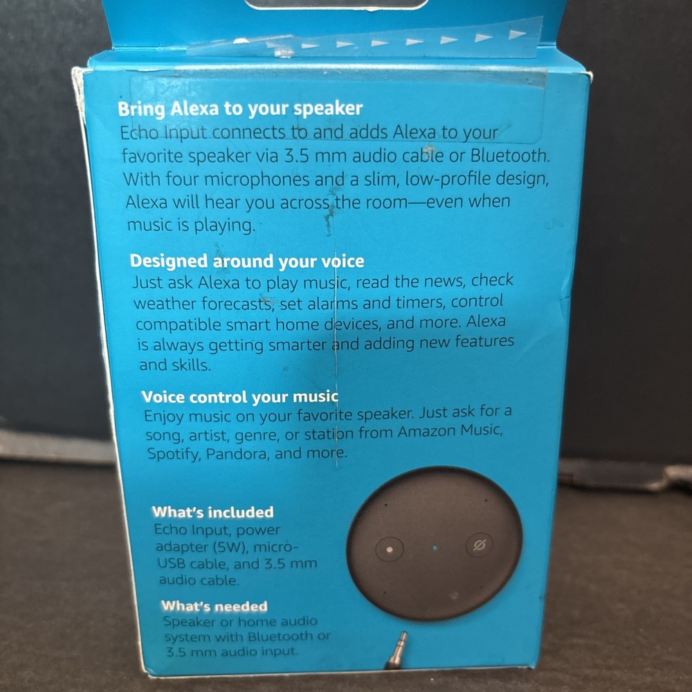 Amazon Echo Input C1125P Alexa Bluetooth Turns Speaker to Alexa Device COMPLETE
