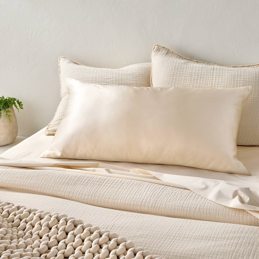 King Solid Silk Pillowcase Natural - Casaluna