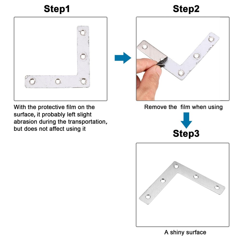 Flat plate shape L 80mmx80mm angle bracket angle brackets repair 5pcs.