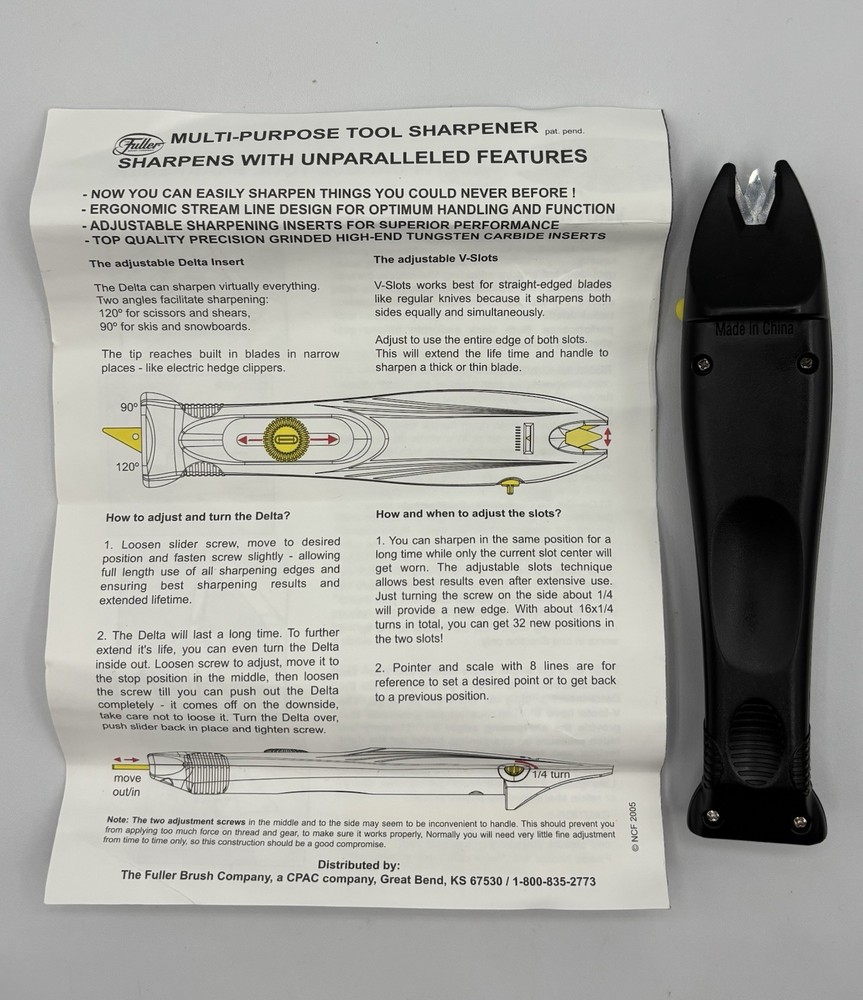 Fuller Brush Co Multi-Purpose Tool Sharpener w/ Instructions - Lightly Used