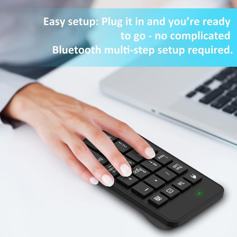 Wireless Number Pad with Battery, Enhanced Efficiency with 23 Keys Numeric Keypa