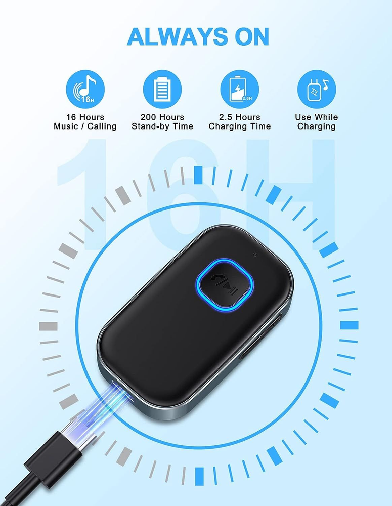 COMSOON Bluetooth AUX Adapter for Car, Noise Reduction Small, Black+Gray