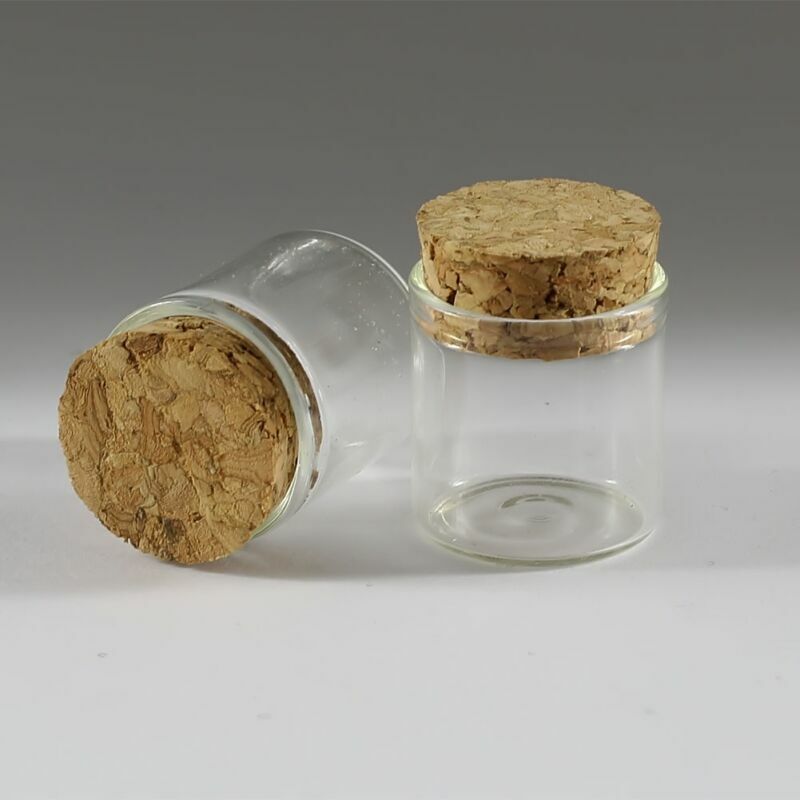 6ML Empty Sample Vials Clear Glass Bottles with Corks Jars Small bottl 10Pcs