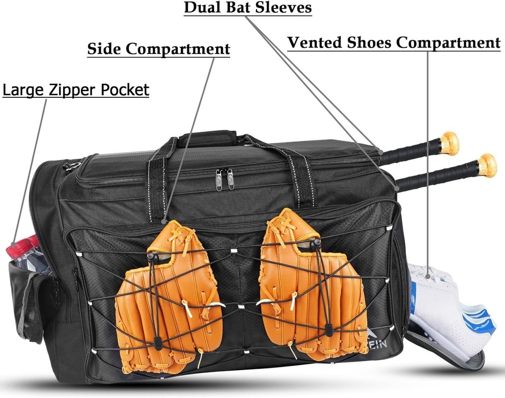 Durable Baseball Catchers Duffle Bag with Adjustable Straps & Compartments