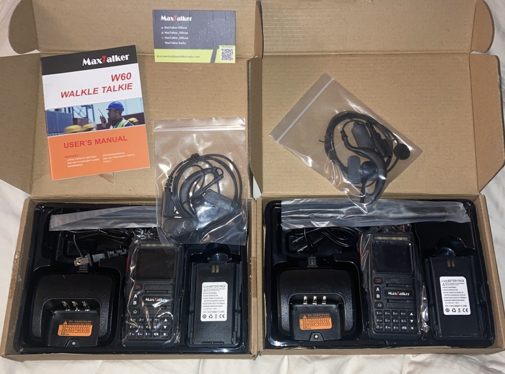 2-Pack MaxTalker TK-W60 Handheld Ham Radios Long Range Waterproof, Rechargeable