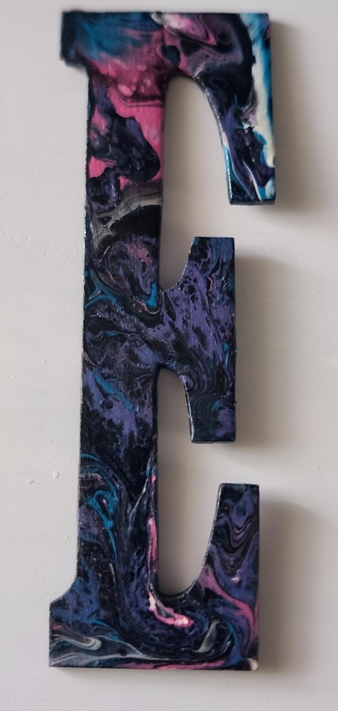 Unique Handpainted 4" Wood Letter "E"