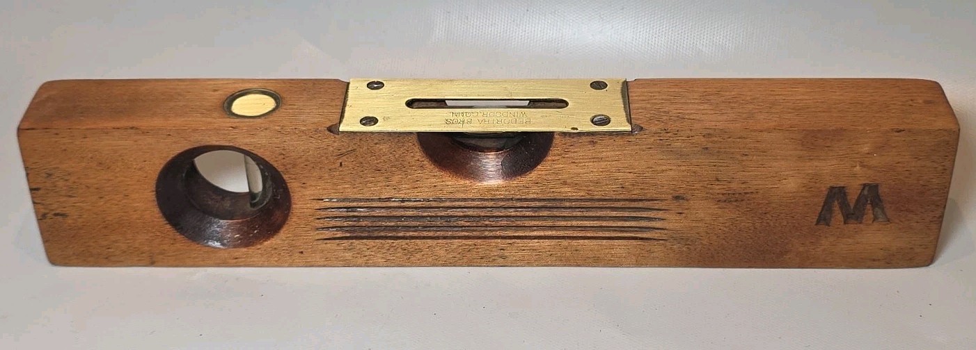 Antique Wood Bedortha Bros  12" (2) Bubble Woodworkers Level Tool Windsor, Ct