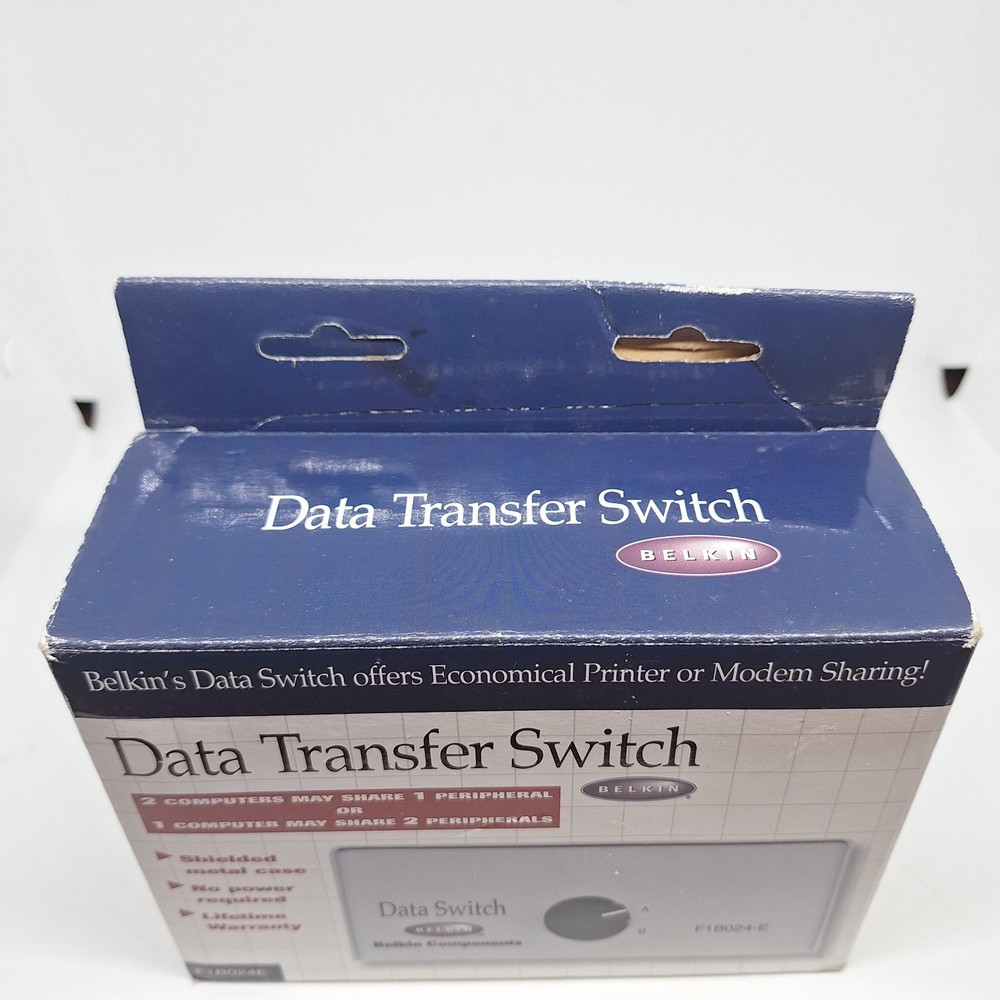 BELKIN F1B024-E Rotary 2 Port Data Transfer Switch Serial Parallel Printer Hub C