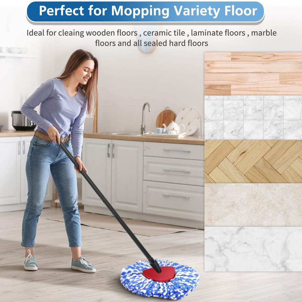 4 Pack RinseClean Spin Mop Head Spin Mop Refills Compatible with O Ceda Rinse...