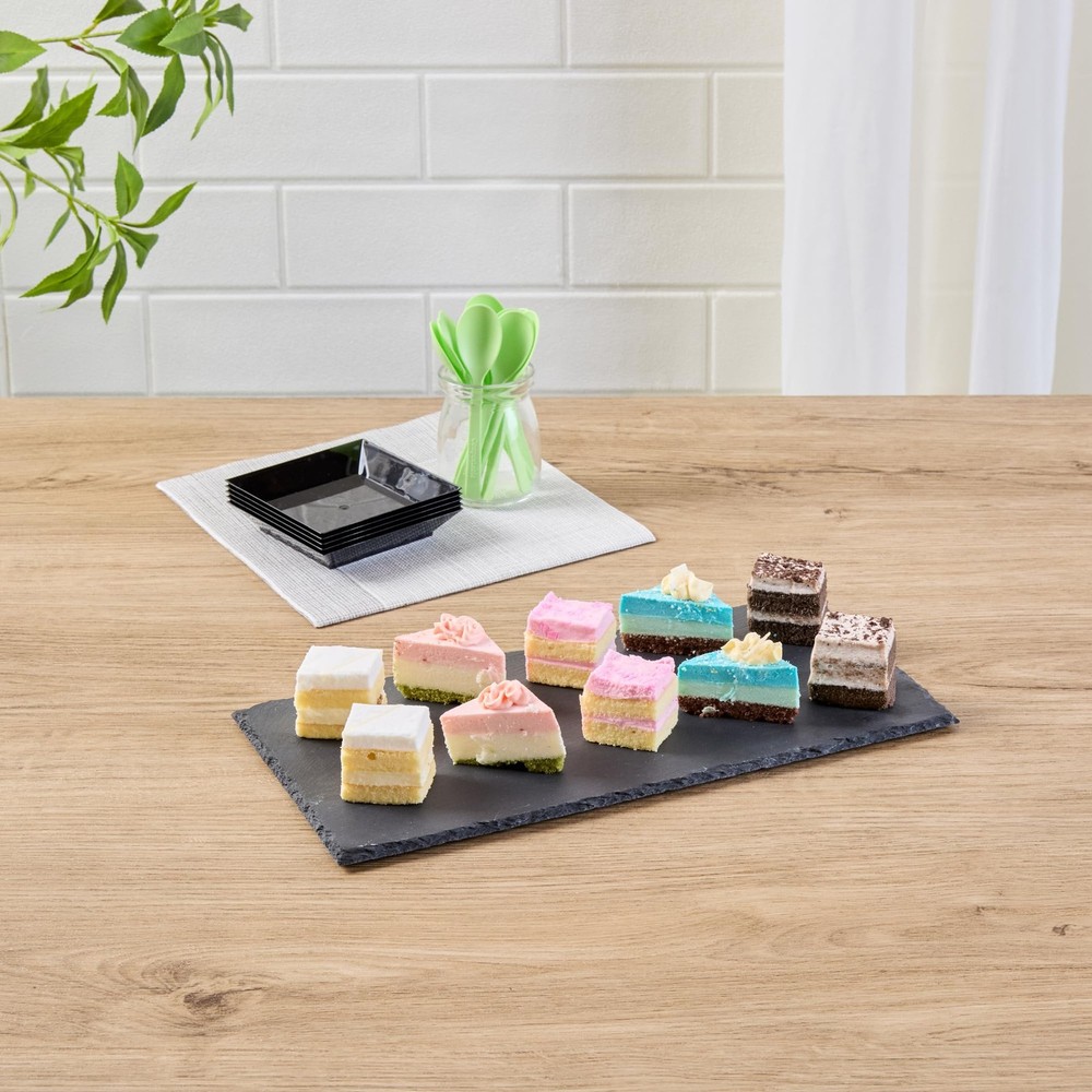 Restaurantware Rectangle Slate Platter 4 Count 11.8 x 5.9 Inch Scratch-Resistant