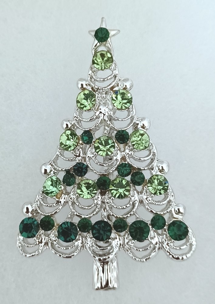 Silver Tone Christmas Tree Pin