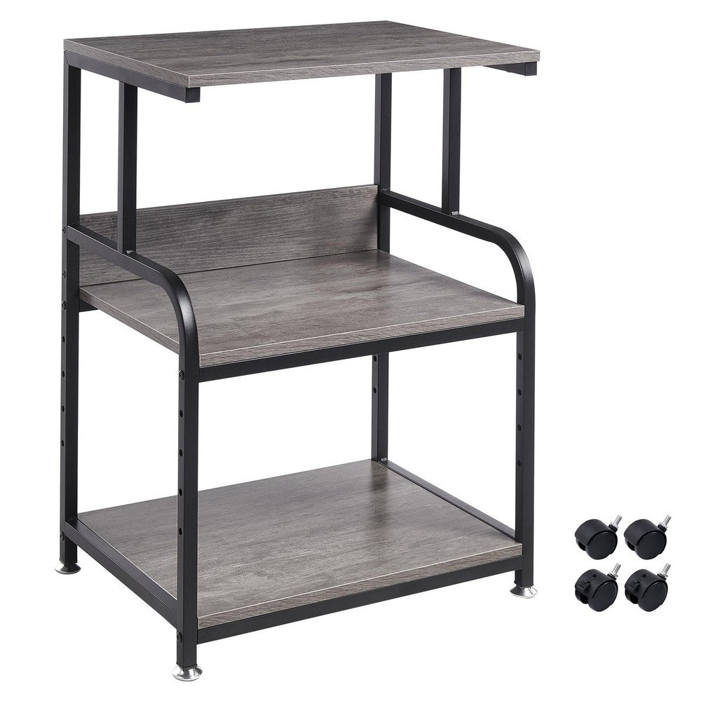 Printer Stand with Height Adjustable Storage Shelf, 3 Tier Mobile Printer Tab