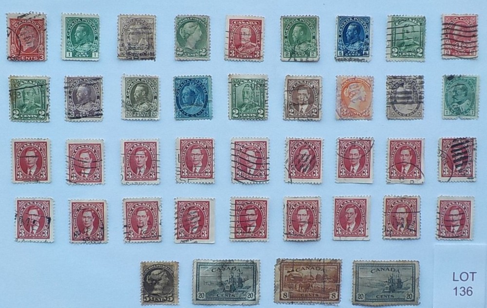 CANADA STAMPS - VARIOUS DENOMINATIONS. LOT 136. (see description)