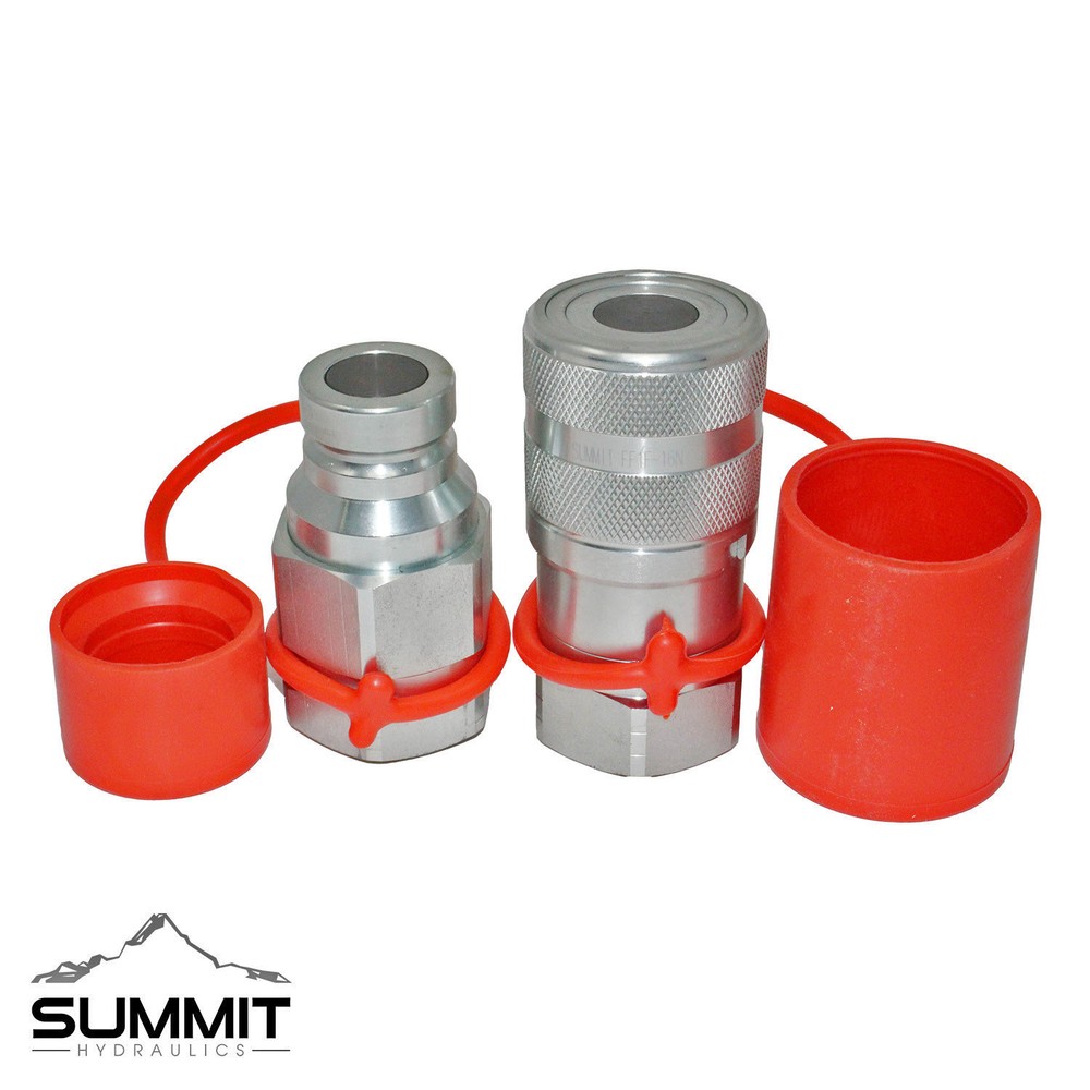 1-1/4” SAE High Flow Flat Face Hydraulic Quick Connect Coupler Set, 1” Body