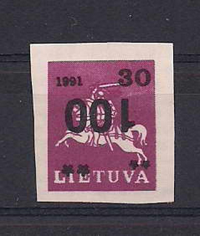 Lithuania 1993 Definitive. ERROR. Inverted overprint. Mi 522