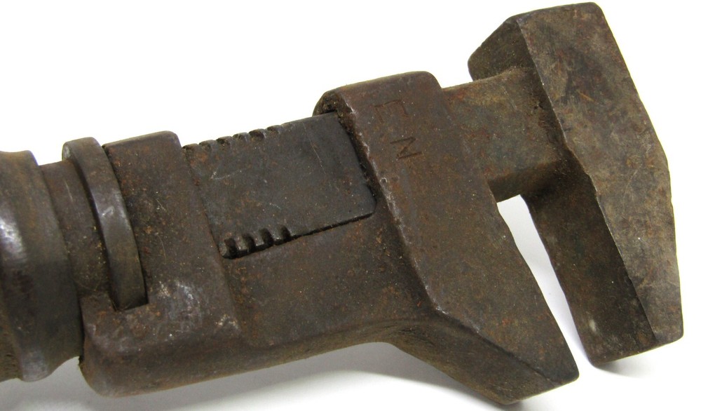 Vintage Wood Handle Adjustable 12" Monkey Wrench.