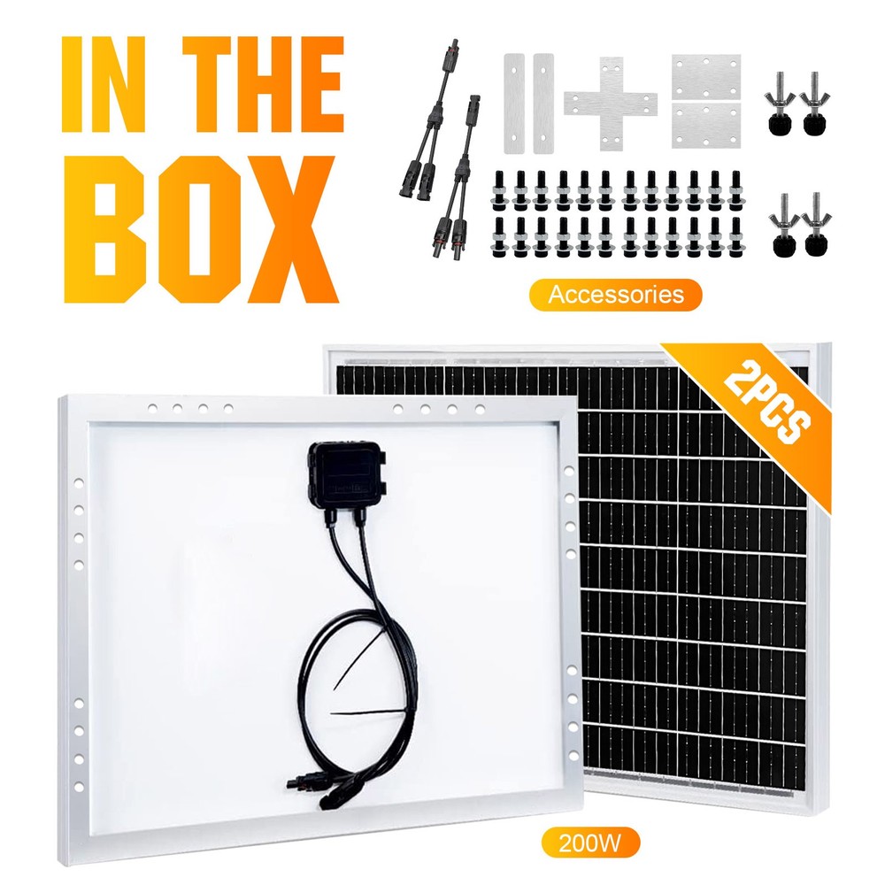 200W Solar Panel 12V Monocrystalline Solar Module PV Panel RV Off-Grid System