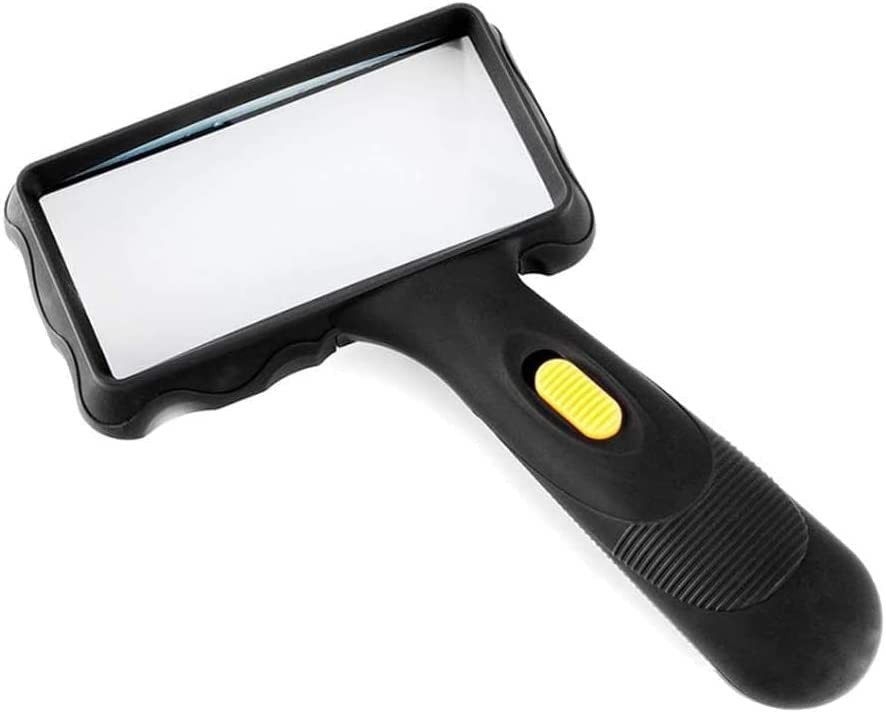 Hand-held Rectangular Magnifying Glass, LED Light Magnifier, 10X Reading Magn...