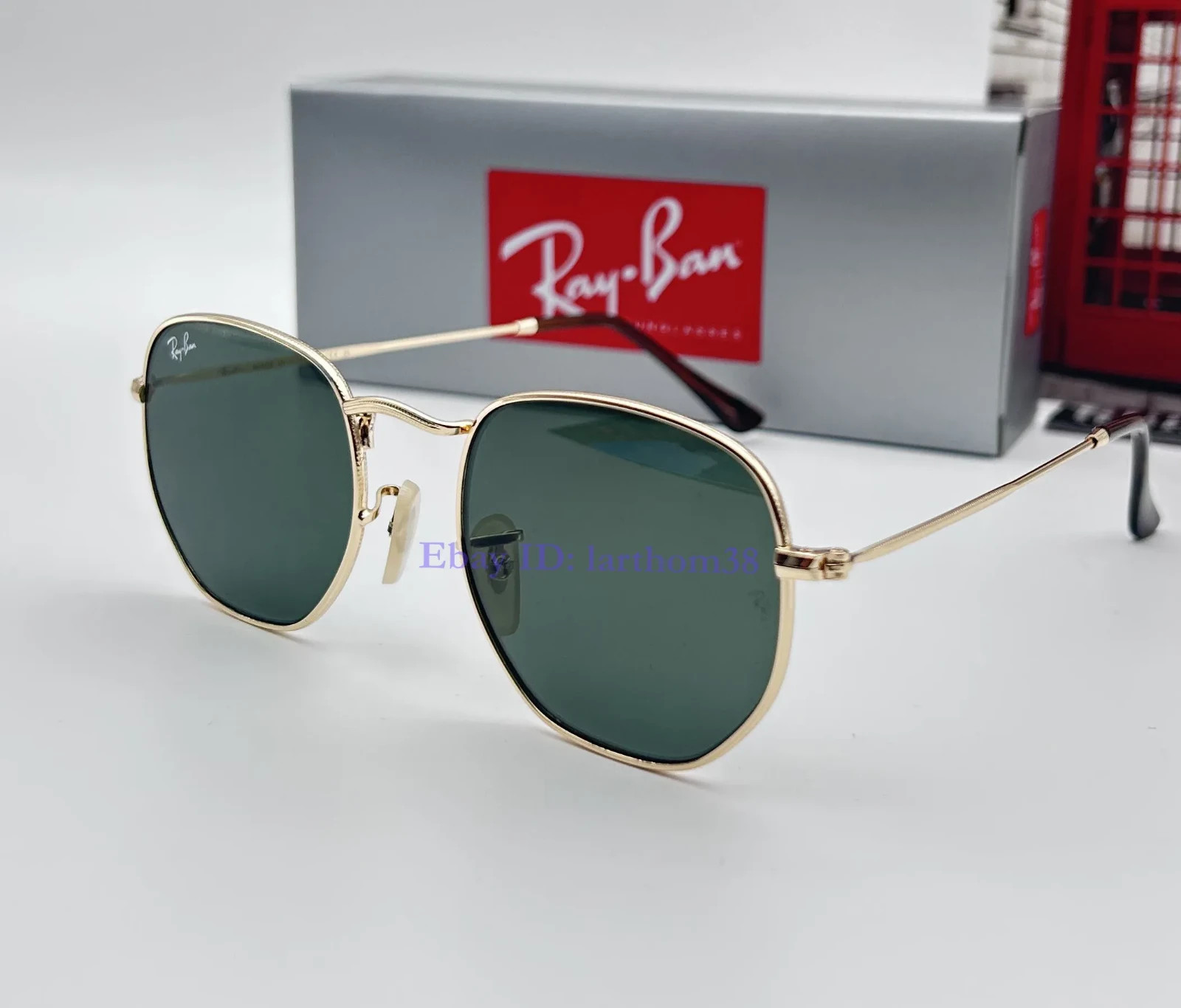 RB3548N Hexagonal Ray-Ban Sunglasses 51mm Green G-15 Lens Gold Metal Frame Unise
