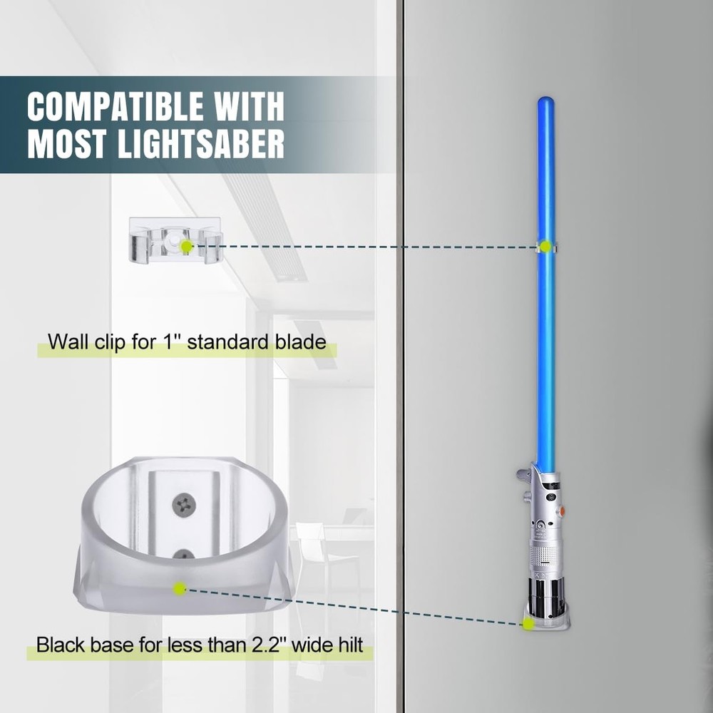 Lenink 2 Pack Clear Lightsaber Wall Mount, Holder Small,